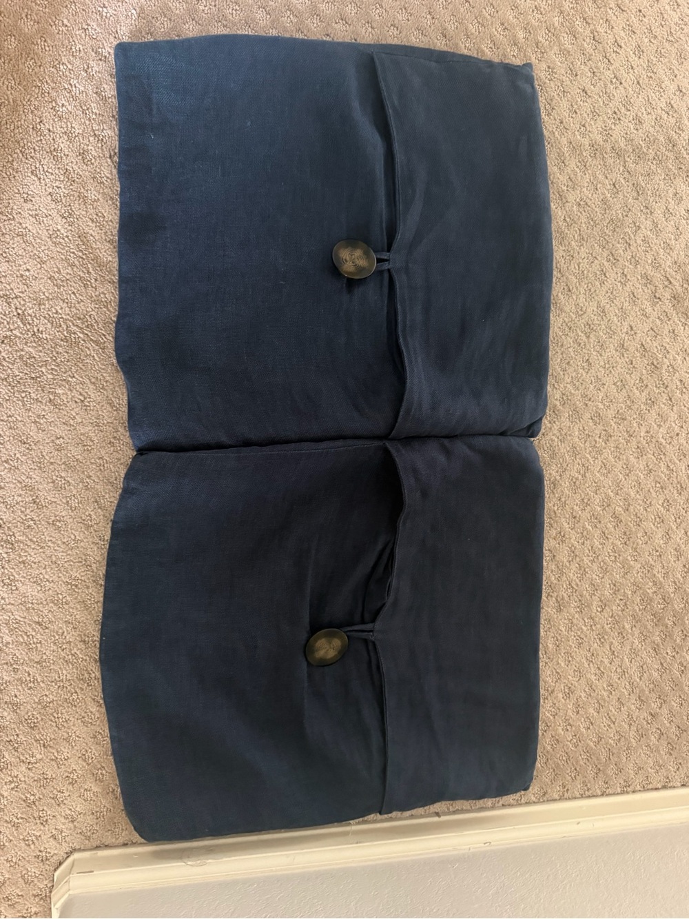 Pottery Navy Blue Button Accent Pillow Covers (Set of 2)